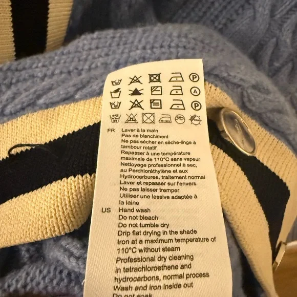 Sandro Blue Wool Erwan Pointelle Knit Women's Cardigan Sweater - Picture 11 of 11